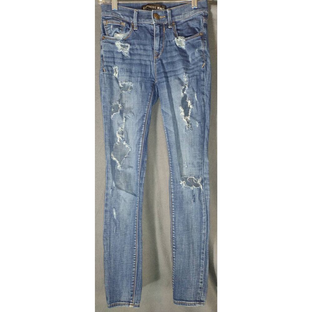 EXPRESS JEANS WOMEN'S DISTRESSED JEANS SKINNY SIZE 0